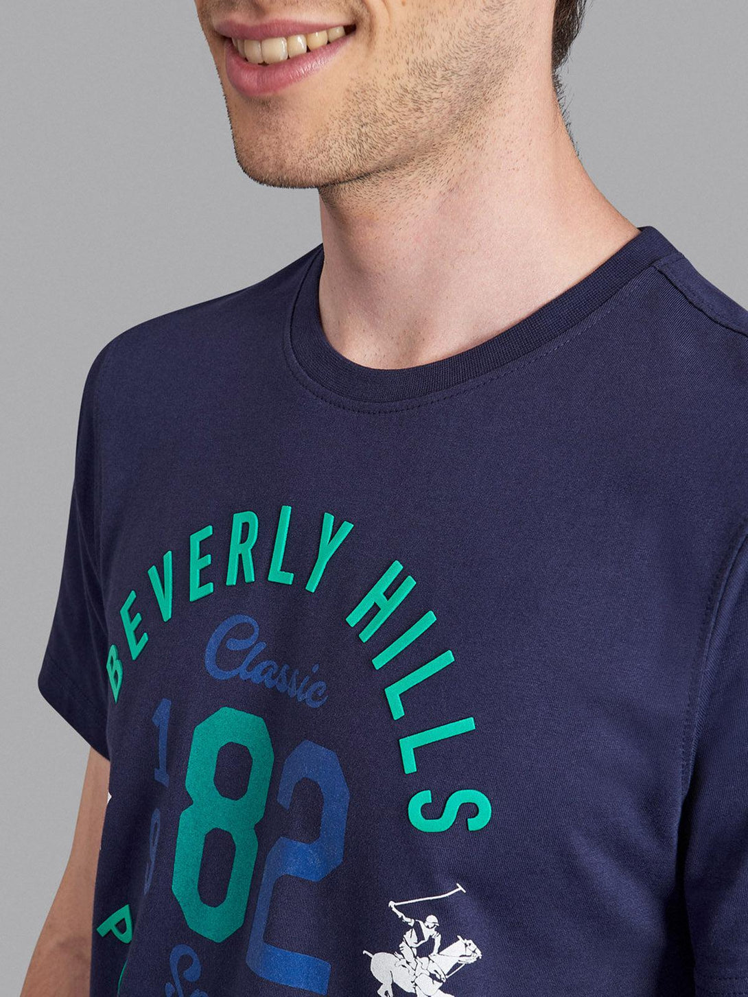 Beverly Hills Polo Club UK-1982 CLASSIC SPORT T-SHIRT TRUE NAVY