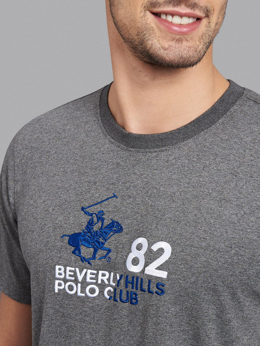 Beverly Hills Polo Club UK-82 POLO PONY T-SHIRT HEATHER CHARCOAL