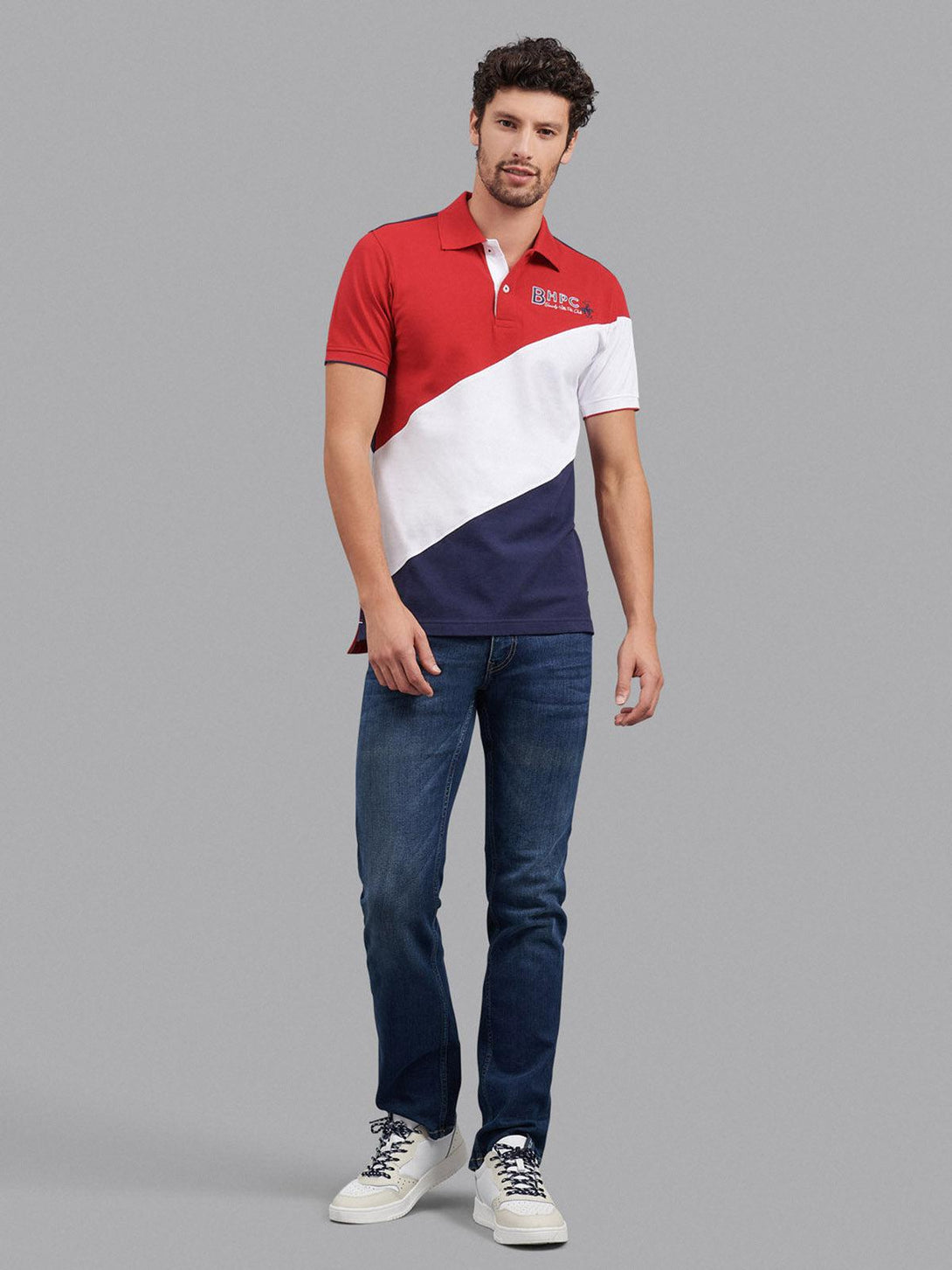 Beverly Hills Polo Club UK-ASYMMETRIC BHPC LOGO POLO SHIRT AA RED