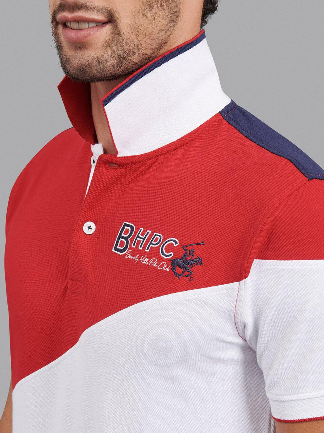 Beverly Hills Polo Club UK-ASYMMETRIC BHPC LOGO POLO SHIRT AA RED