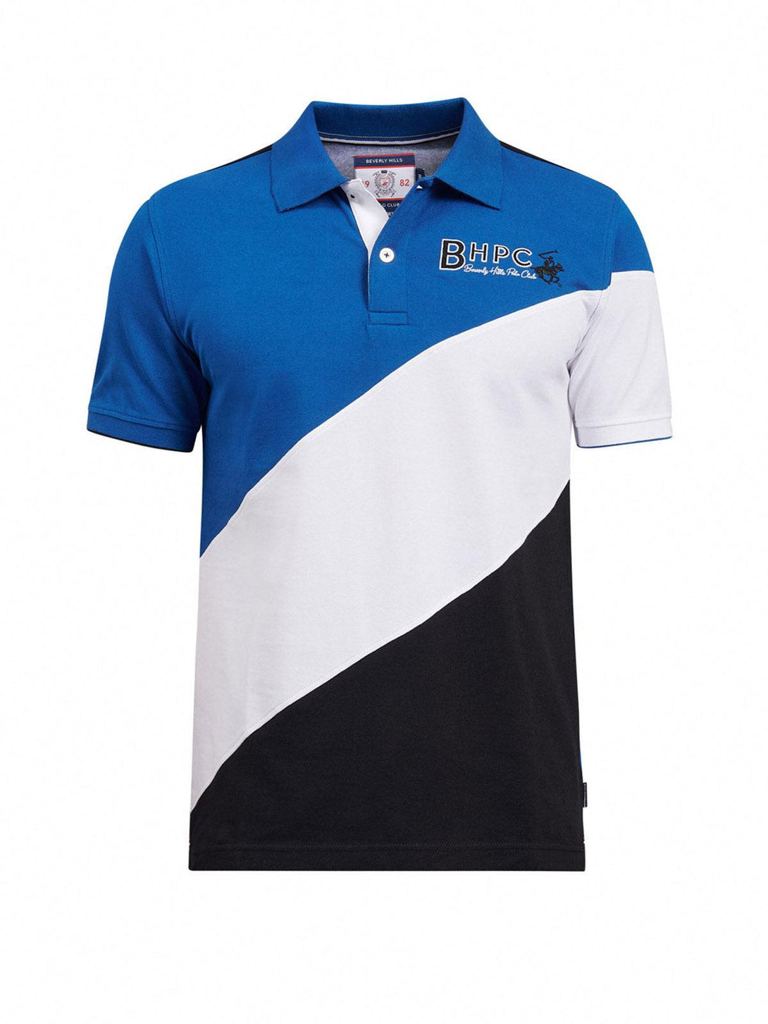 Beverly Hills Polo Club UK-ASYMMETRIC BHPC LOGO POLO SHIRT BALTIC BLUE