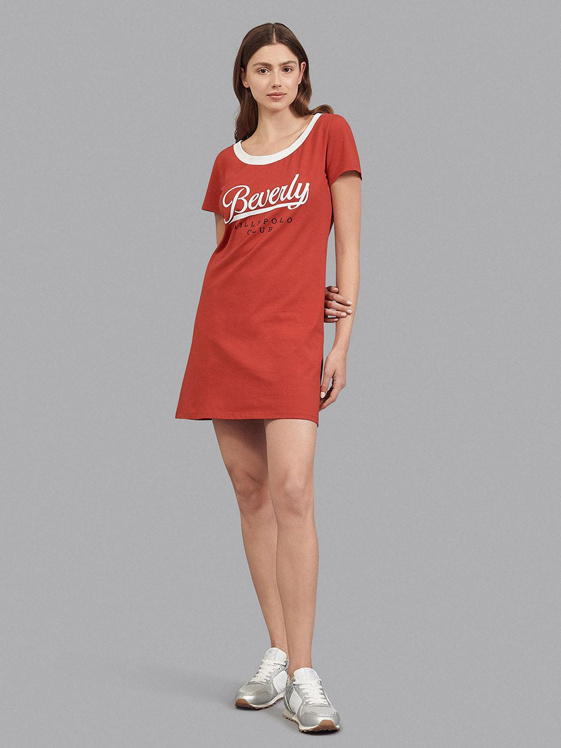 Beverly Hills Polo Club UK-BEVERLY HILLS SCRIPT LOGO DRESS RED