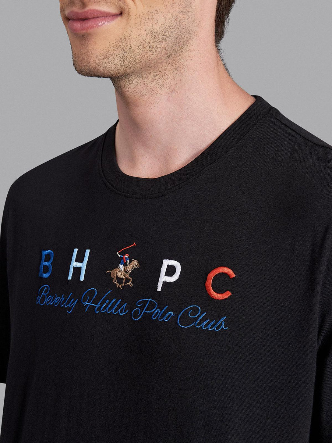 Beverly Hills Polo Club UK-BHPC BLOCK EMBROIDERED T-SHIRT BLACK