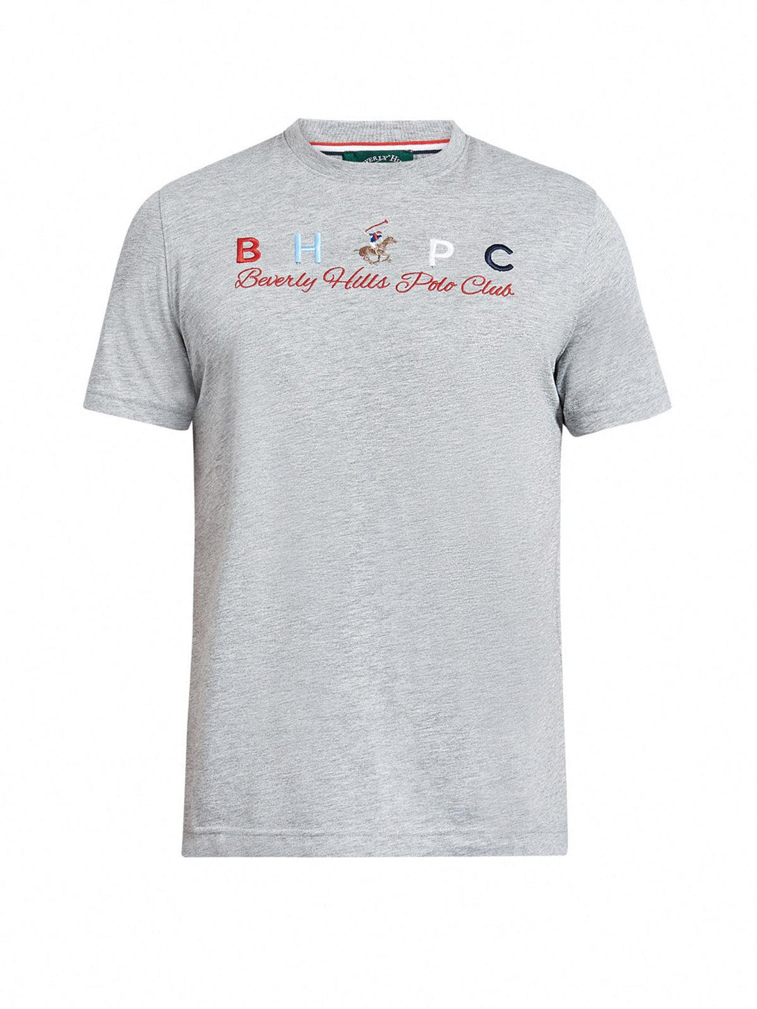 Beverly Hills Polo Club UK-BHPC BLOCK EMBROIDERED T-SHIRT HEATHER GREY