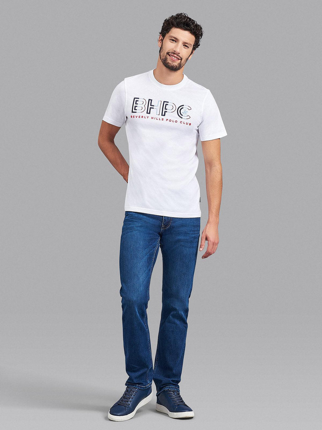 Beverly Hills Polo Club UK-BHPC OUTLINE LOGO T-SHIRT WHITE