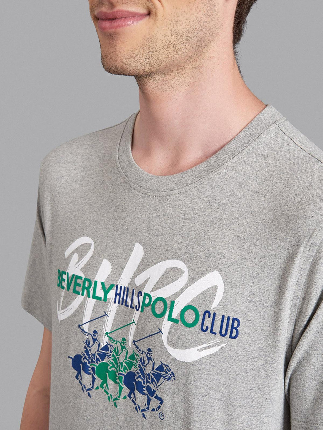 Beverly Hills Polo Club UK-BHPC PAINT SIGNATURE T-SHIRT HEATHER GREY