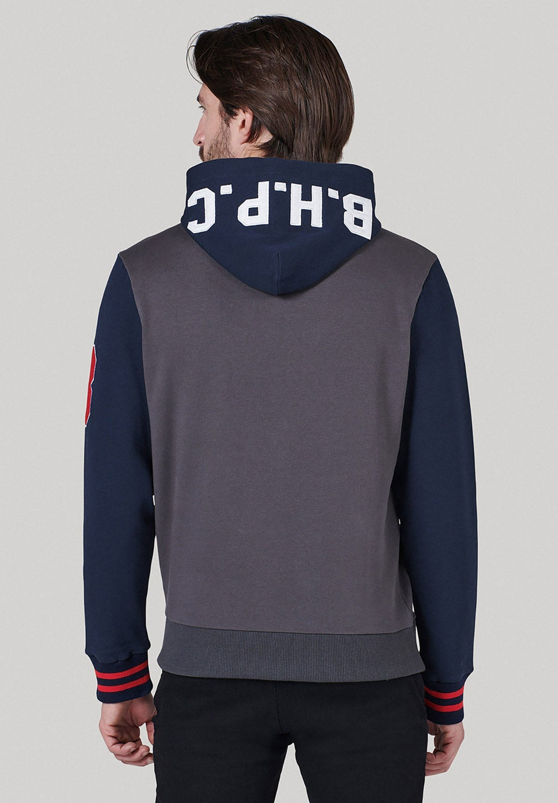 Beverly Hills Polo Club UK-BHPC POLO PONY PANEL HOODIE DARK GREY