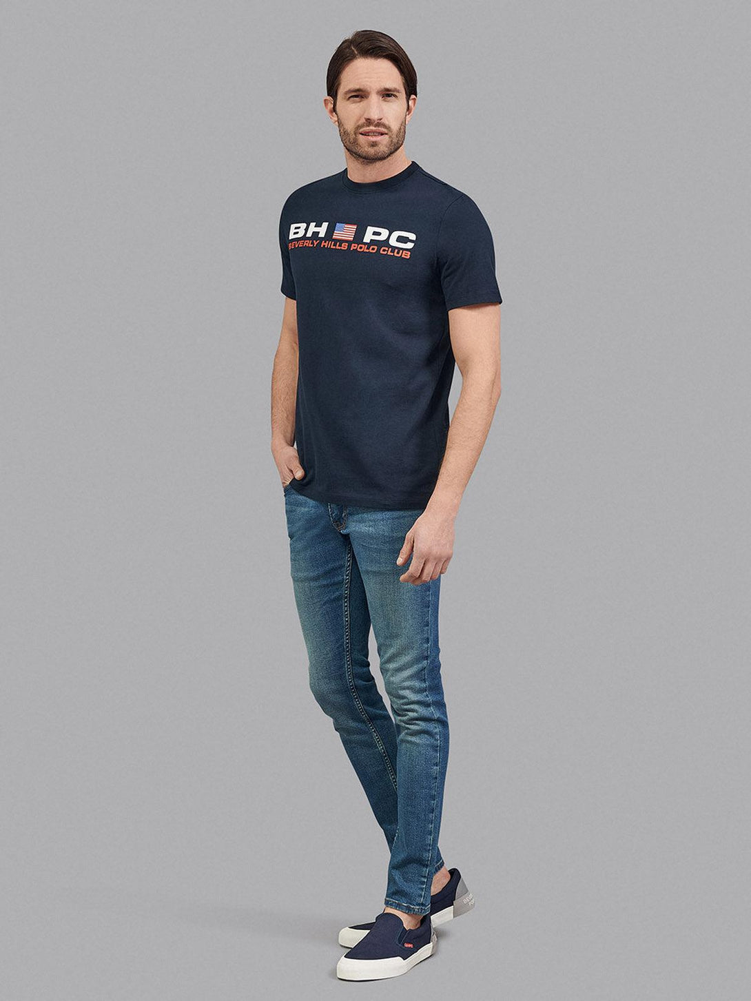 Beverly Hills Polo Club UK-BHPC SPORT FLAG T-SHIRT NAVY