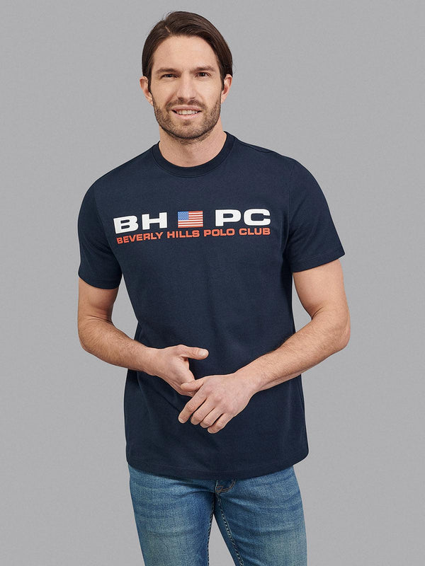 Beverly Hills Polo Club UK-BHPC SPORT FLAG T-SHIRT NAVY