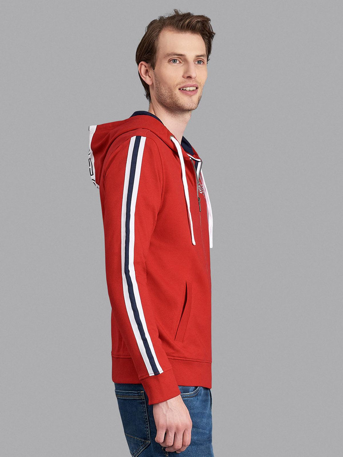 Beverly Hills Polo Club UK-BHPC SPORT STRIPE ZIP HOODIE AA RED