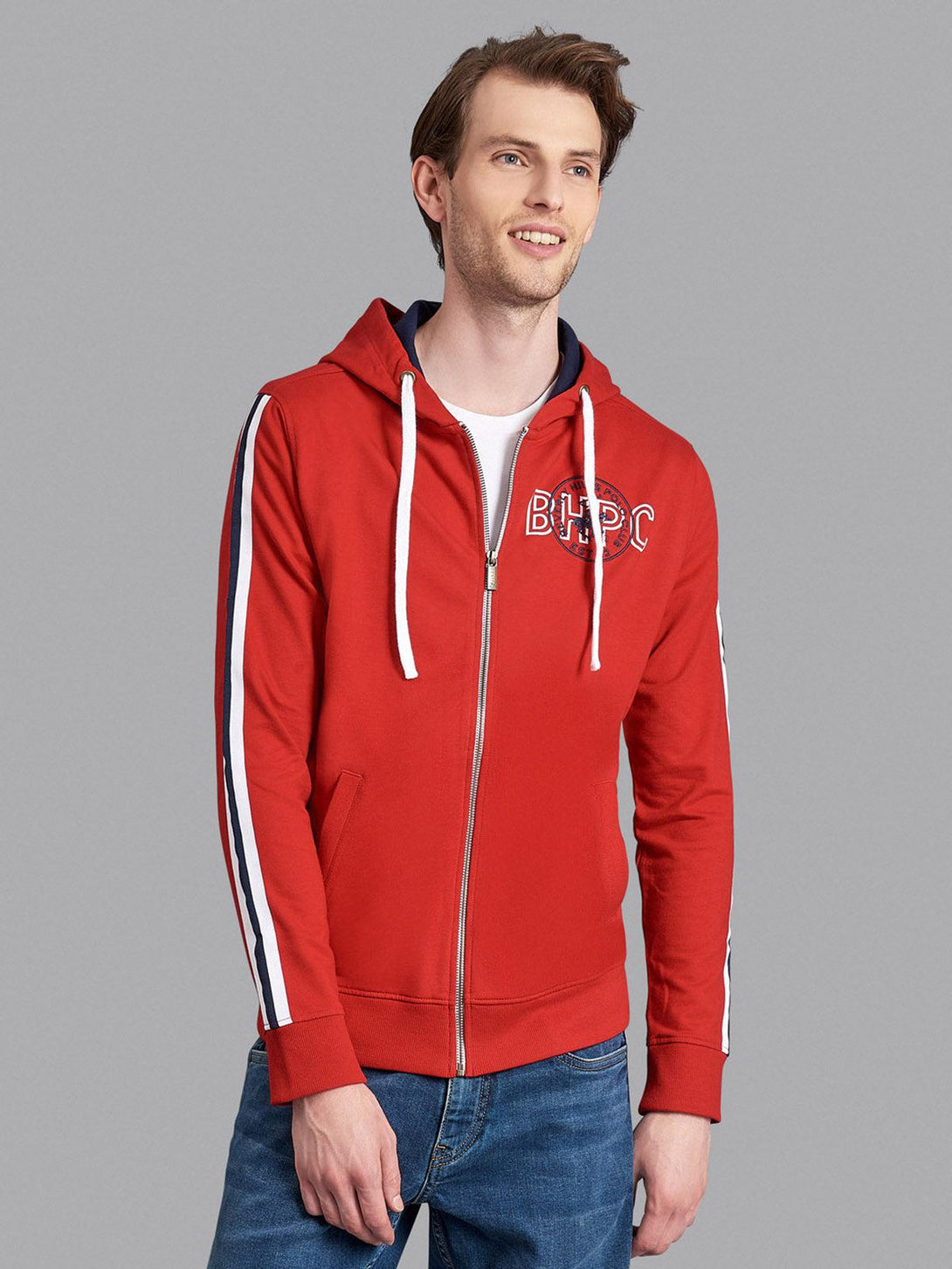 Beverly Hills Polo Club UK-BHPC SPORT STRIPE ZIP HOODIE AA RED