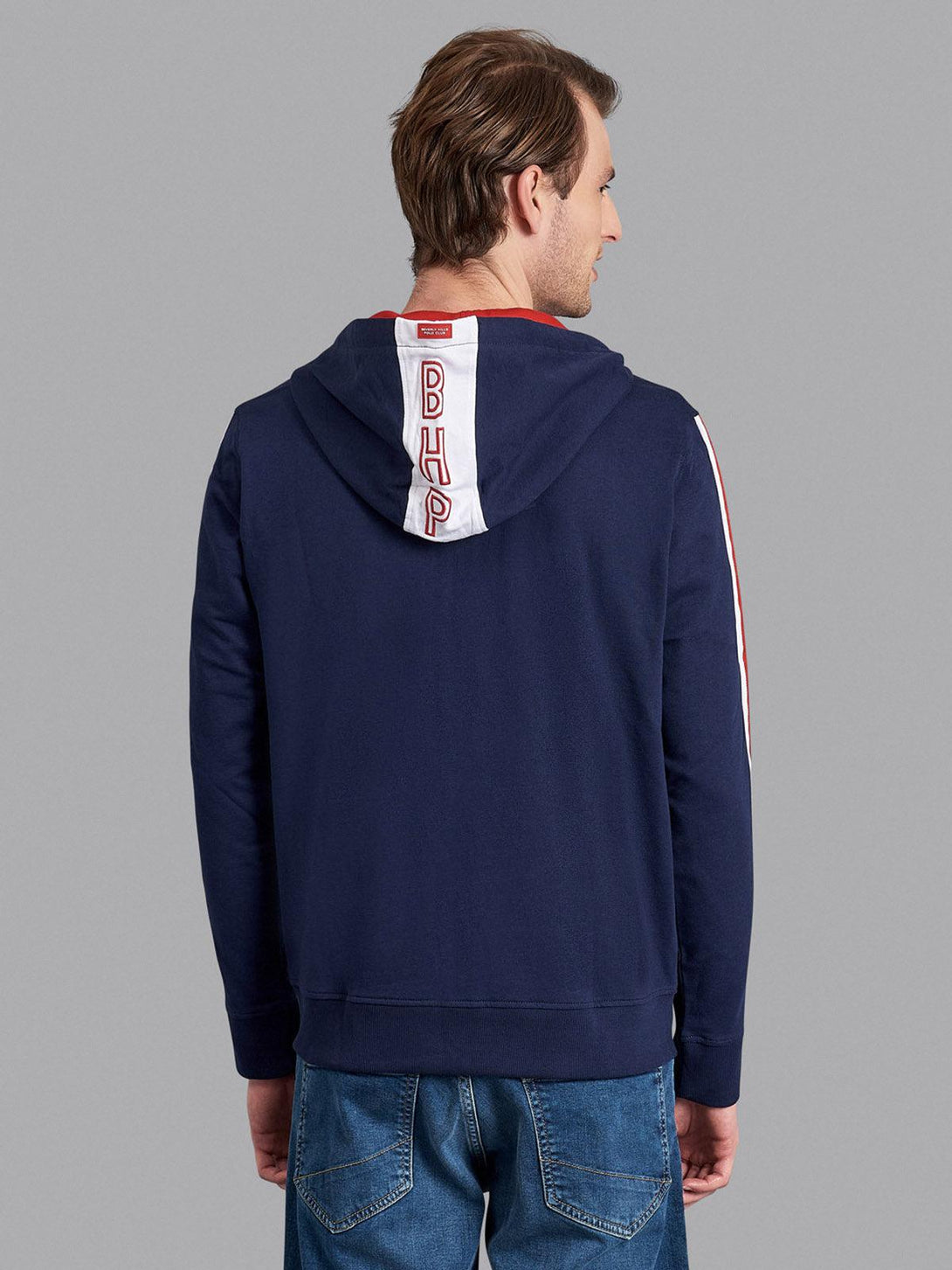 Beverly Hills Polo Club UK-BHPC SPORT STRIPE ZIP HOODIE TRUE NAVY