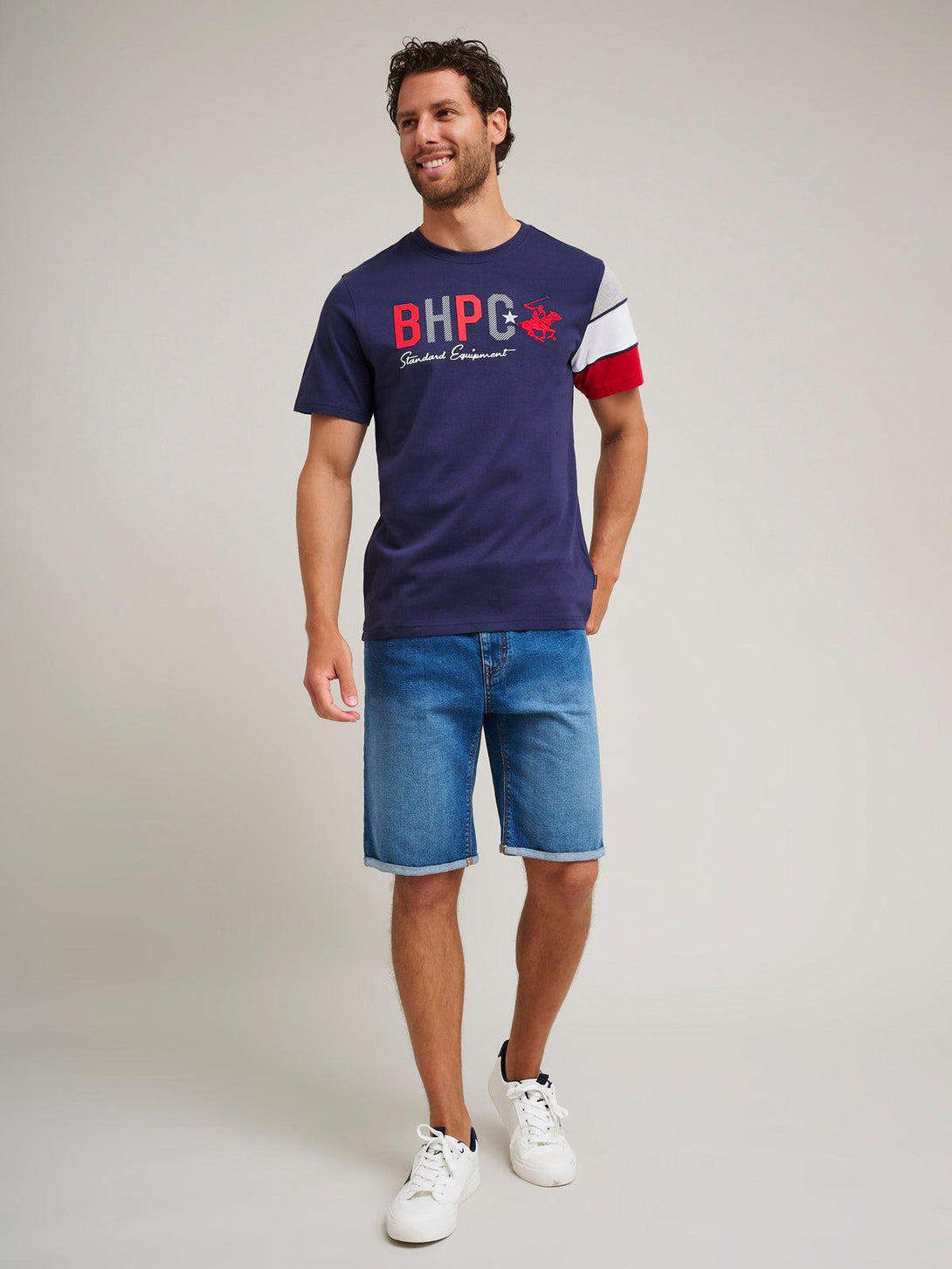 Beverly Hills Polo Club UK-BHPC STANDARD EQUIPMENT TEAM SLEEVE T-SHIRT TRUE NAVY