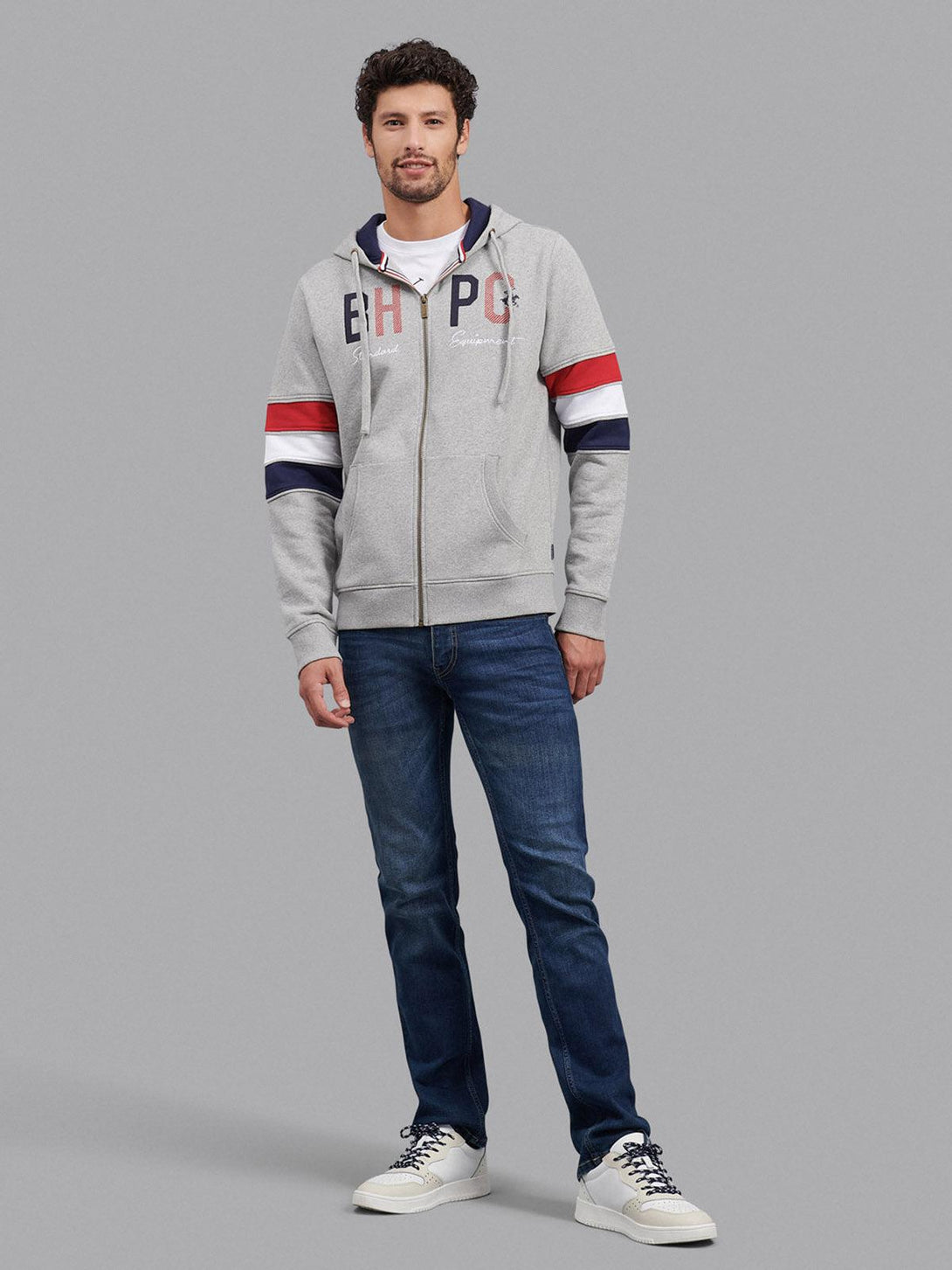 Beverly Hills Polo Club UK-BHPC STANDARD EQUIPMENT ZIP HOODIE HEATHER GREY