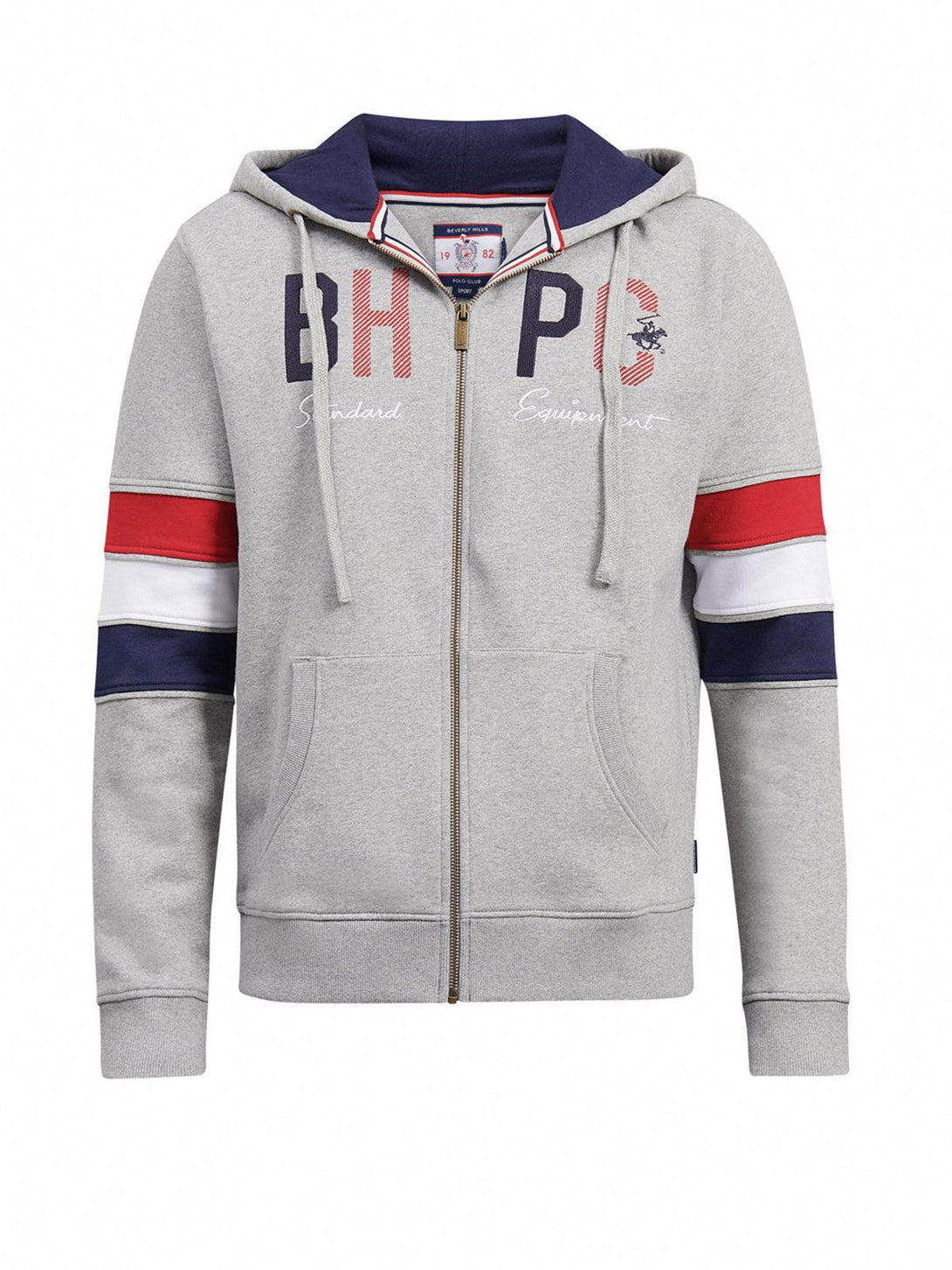 Beverly Hills Polo Club UK-BHPC STANDARD EQUIPMENT ZIP HOODIE HEATHER GREY