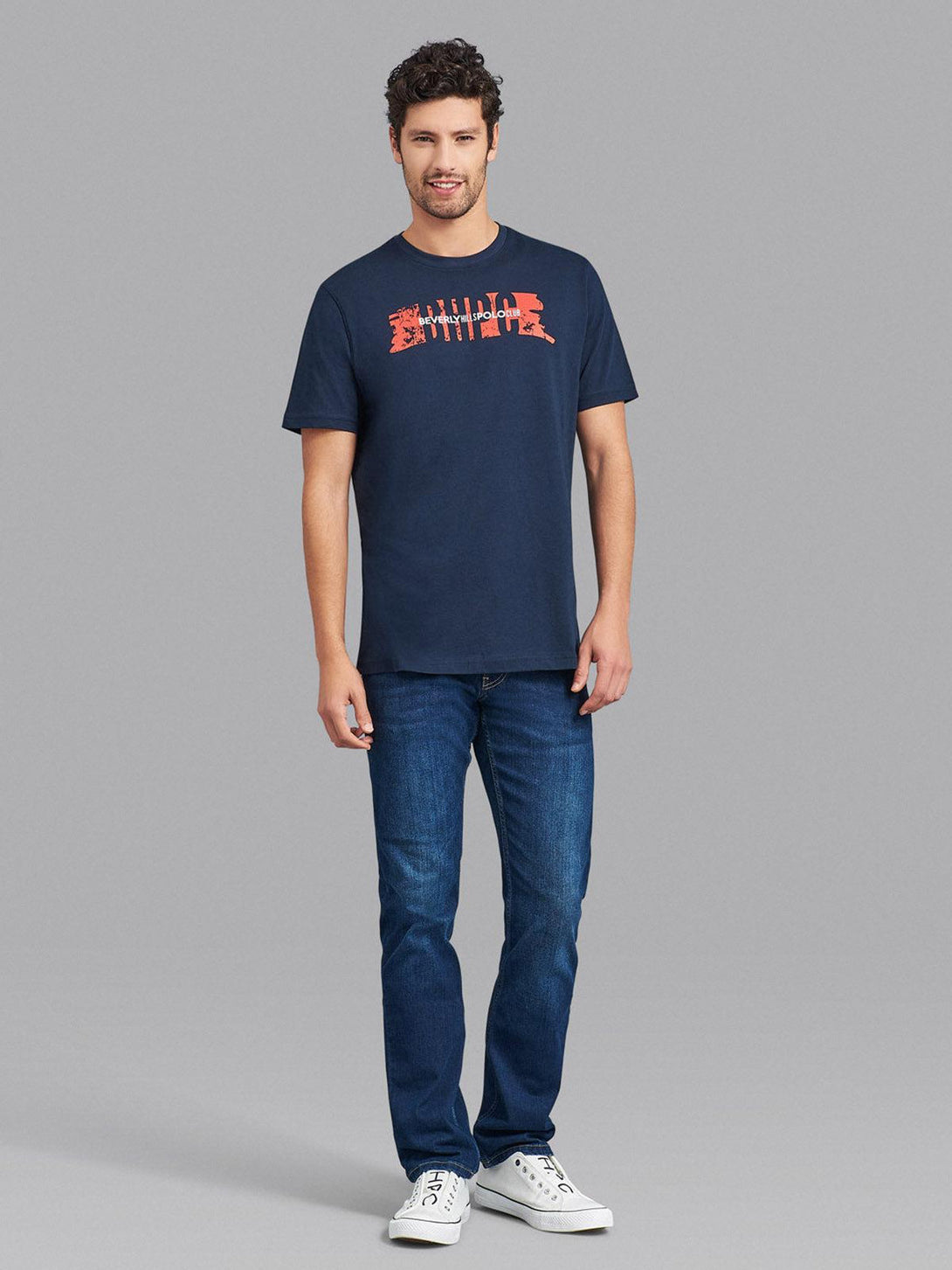 Beverly Hills Polo Club UK-BHPC STENCIL T-SHIRT TRUE NAVY