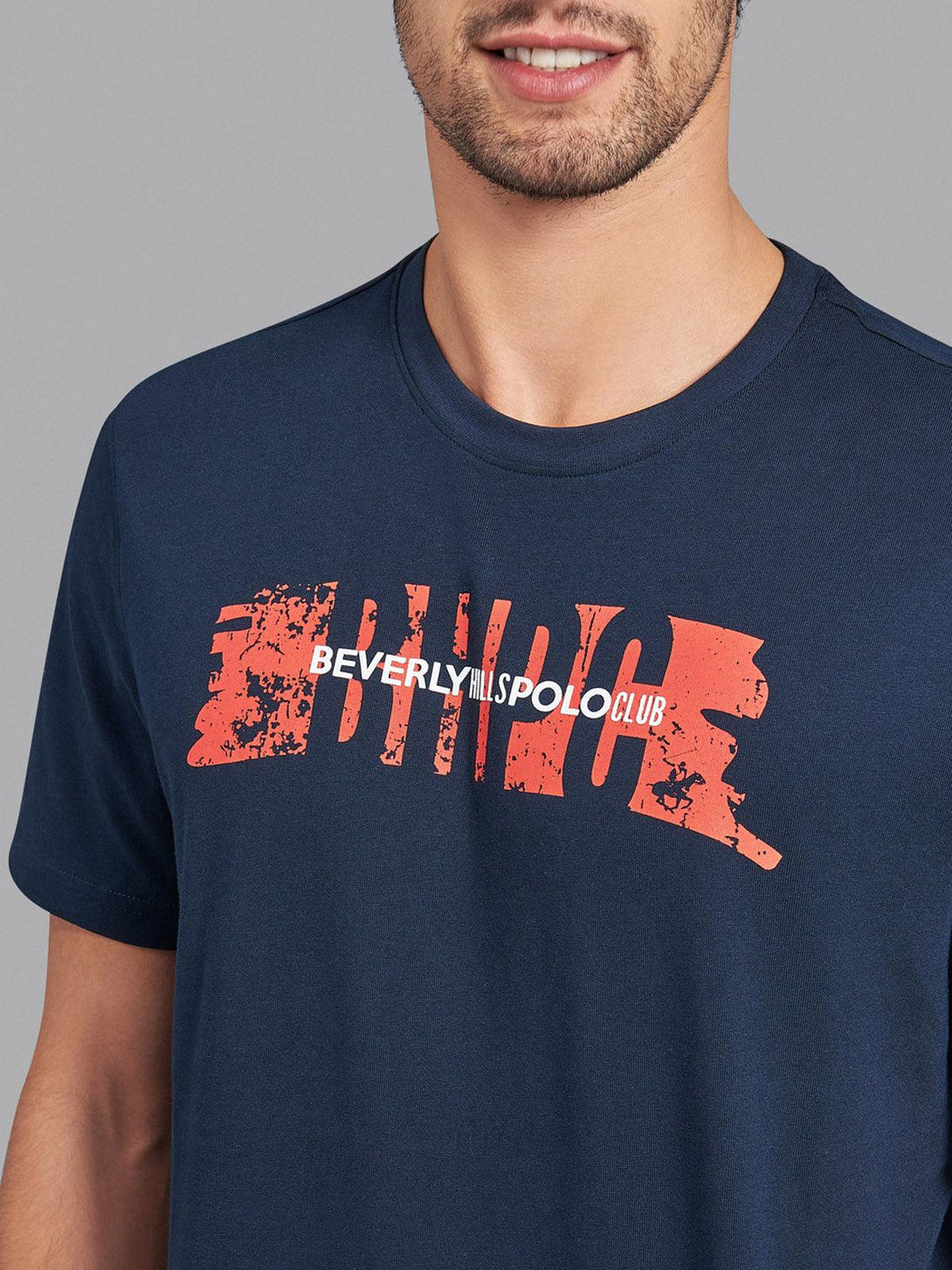 Beverly Hills Polo Club UK-BHPC STENCIL T-SHIRT TRUE NAVY