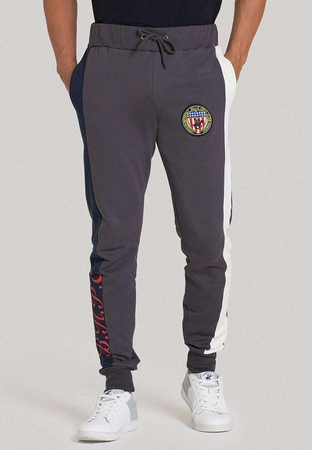 Beverly Hills Polo Club UK-BHPC US SHIELD PATCH JOGGERS DARK GREY