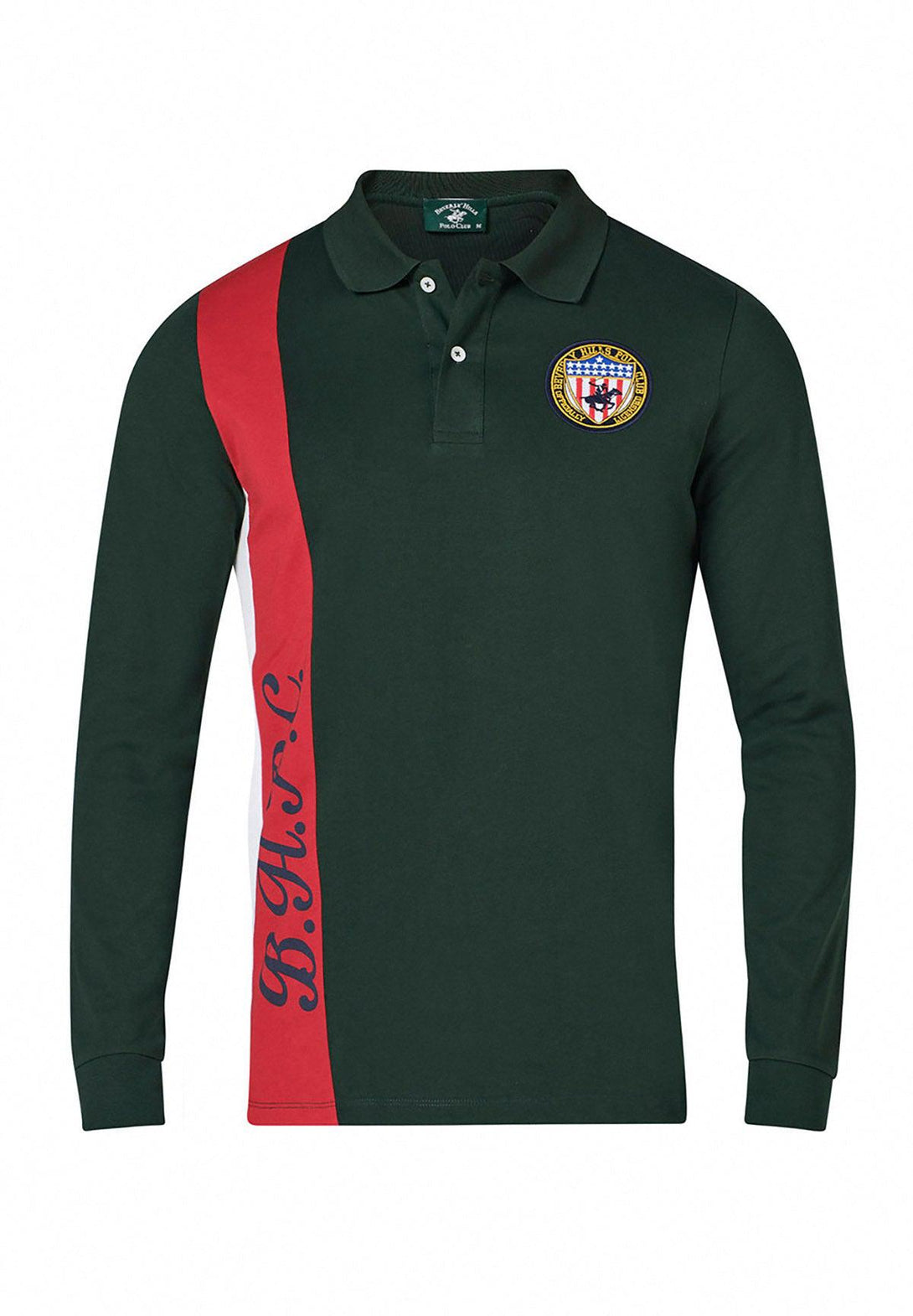 Beverly Hills Polo Club UK-BHPC US SHIELD PATCH LS POLO SHIRT MUSK