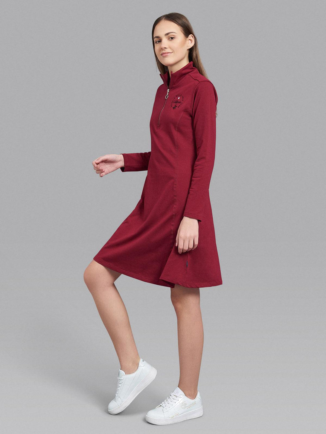 Beverly Hills Polo Club UK-CALIFORNIA 1/4 ZIP DRESS SANGRIA