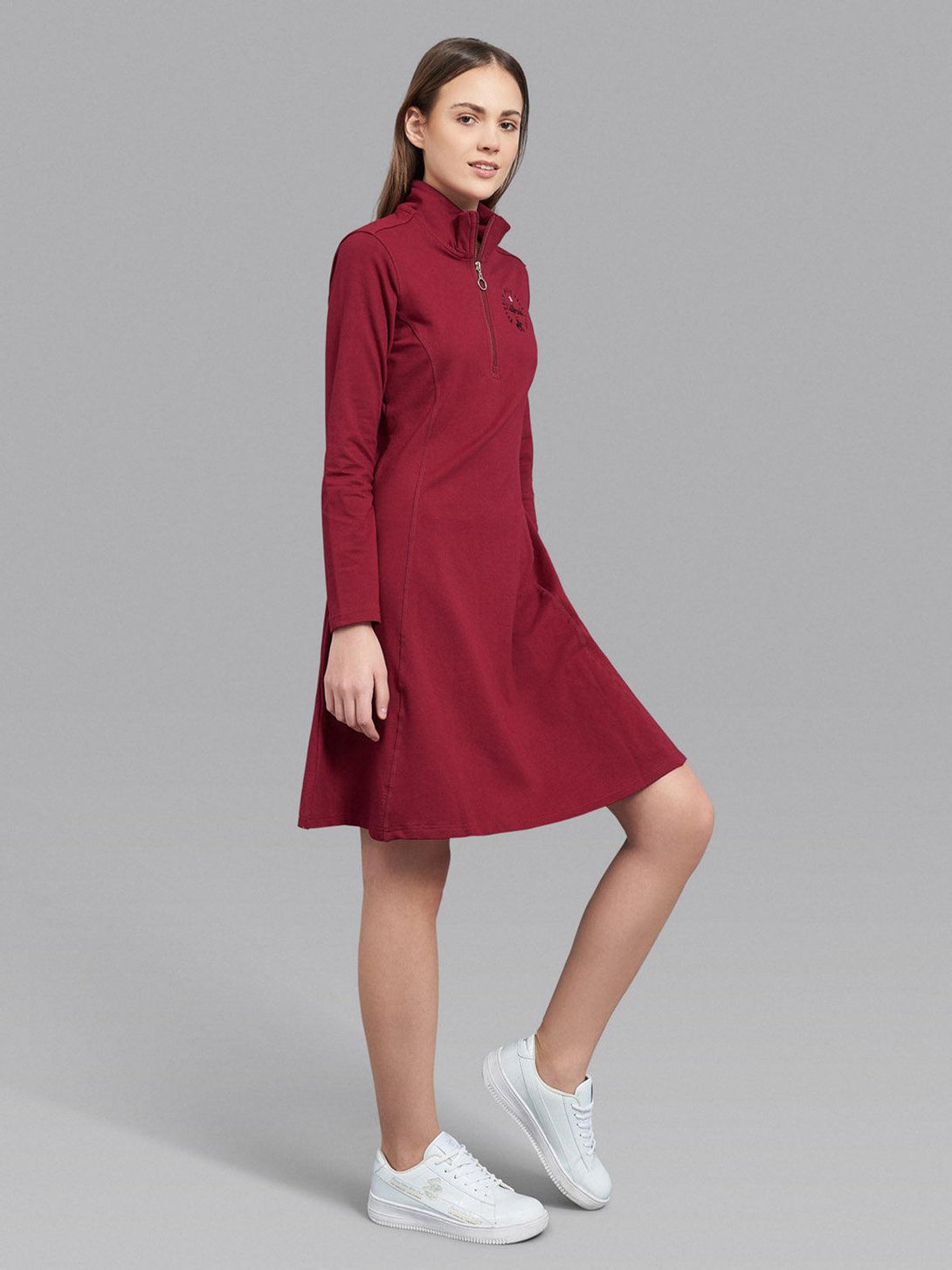 Beverly Hills Polo Club UK-CALIFORNIA 1/4 ZIP DRESS SANGRIA