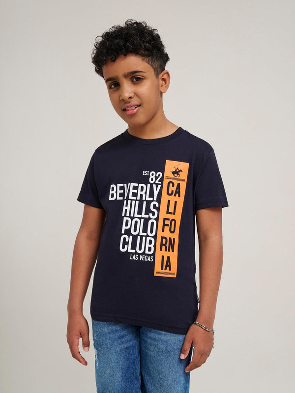 Beverly Hills Polo Club UK-CALIFORNIA BLOCK PRINT T-SHIRT NAVY