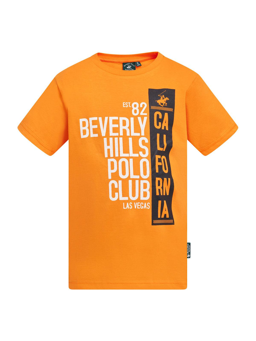 Beverly Hills Polo Club UK-CALIFORNIA BLOCK PRINT T-SHIRT TANGERINE ORANGE