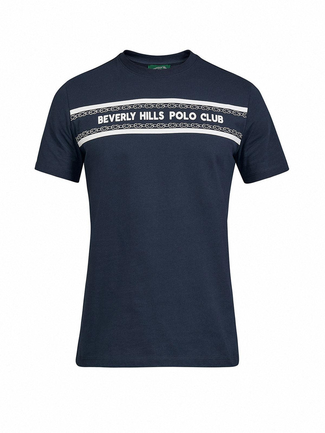 Beverly Hills Polo Club UK-CHAIN LINK STRIPE LOGO T-SHIRT NAVY