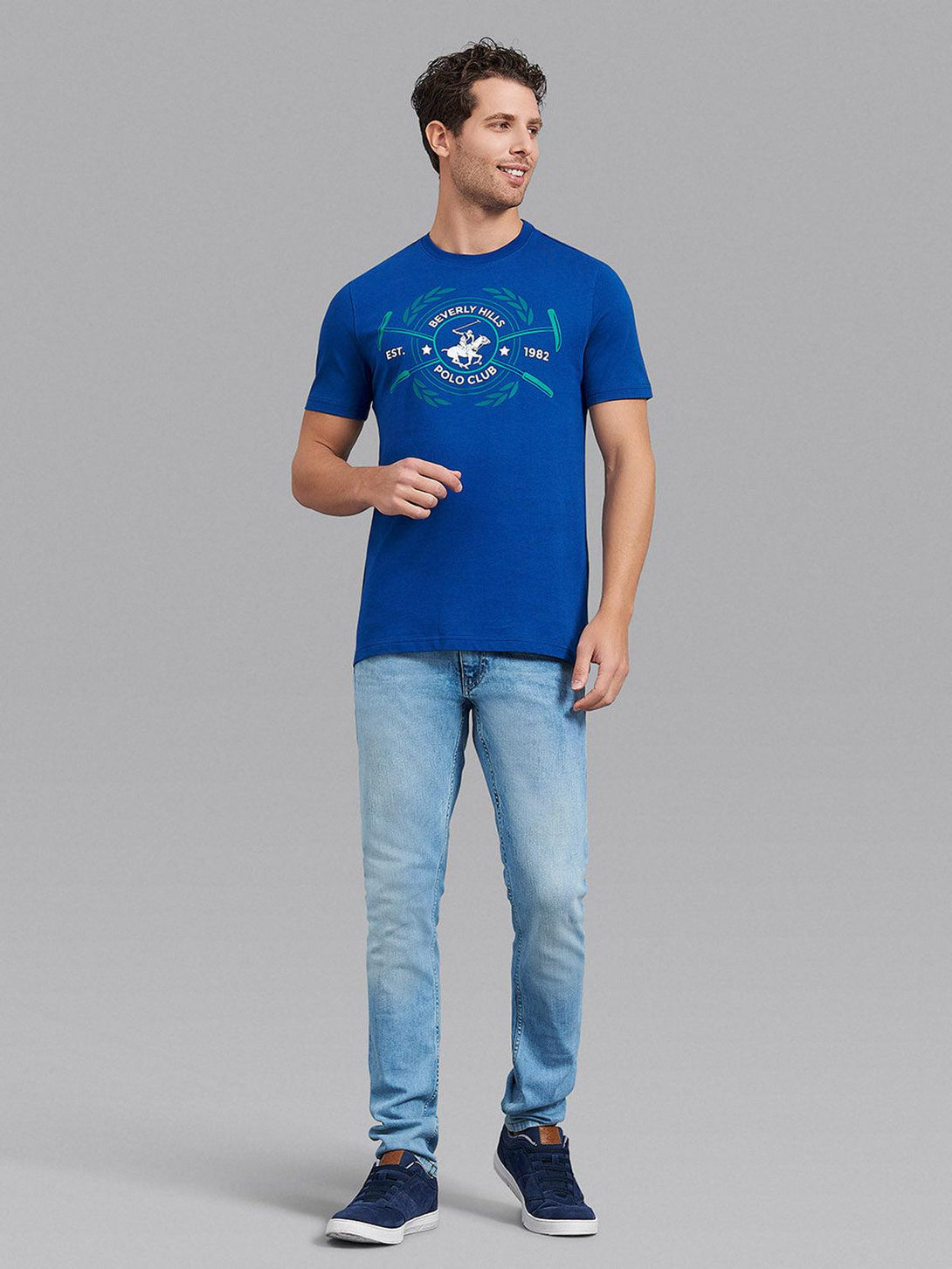 Beverly Hills Polo Club UK-CIRCLE WREATH LOGO T-SHIRT BALTIC BLUE