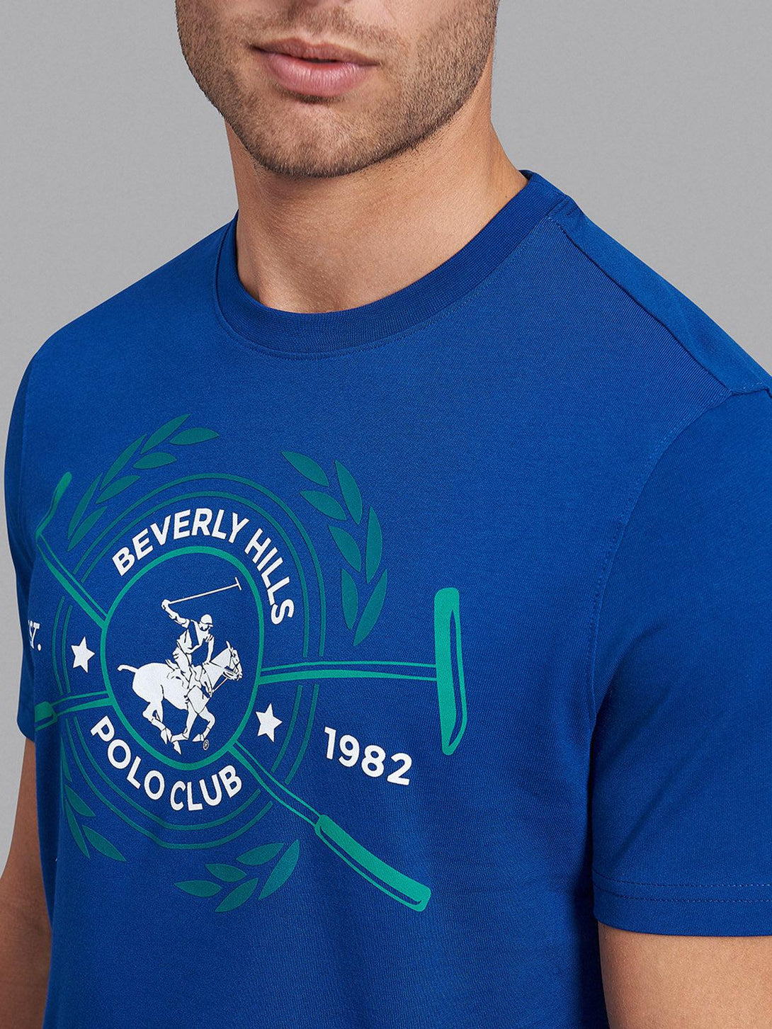 Beverly Hills Polo Club UK-CIRCLE WREATH LOGO T-SHIRT BALTIC BLUE