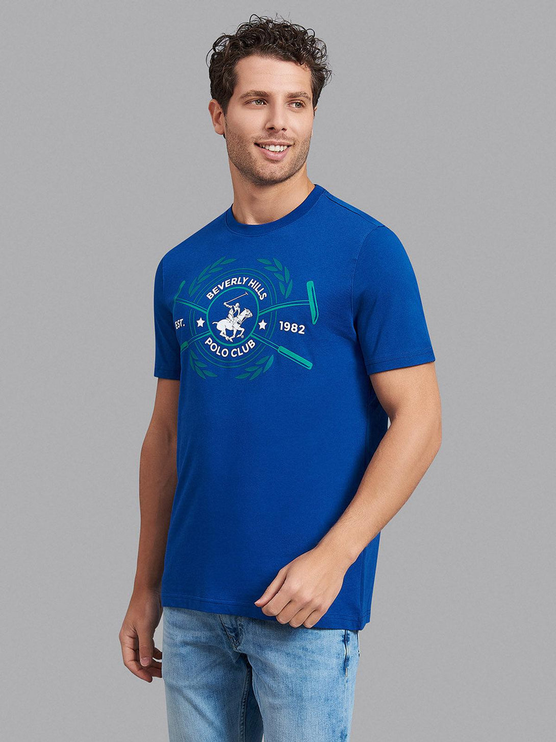 Beverly Hills Polo Club UK-CIRCLE WREATH LOGO T-SHIRT BALTIC BLUE