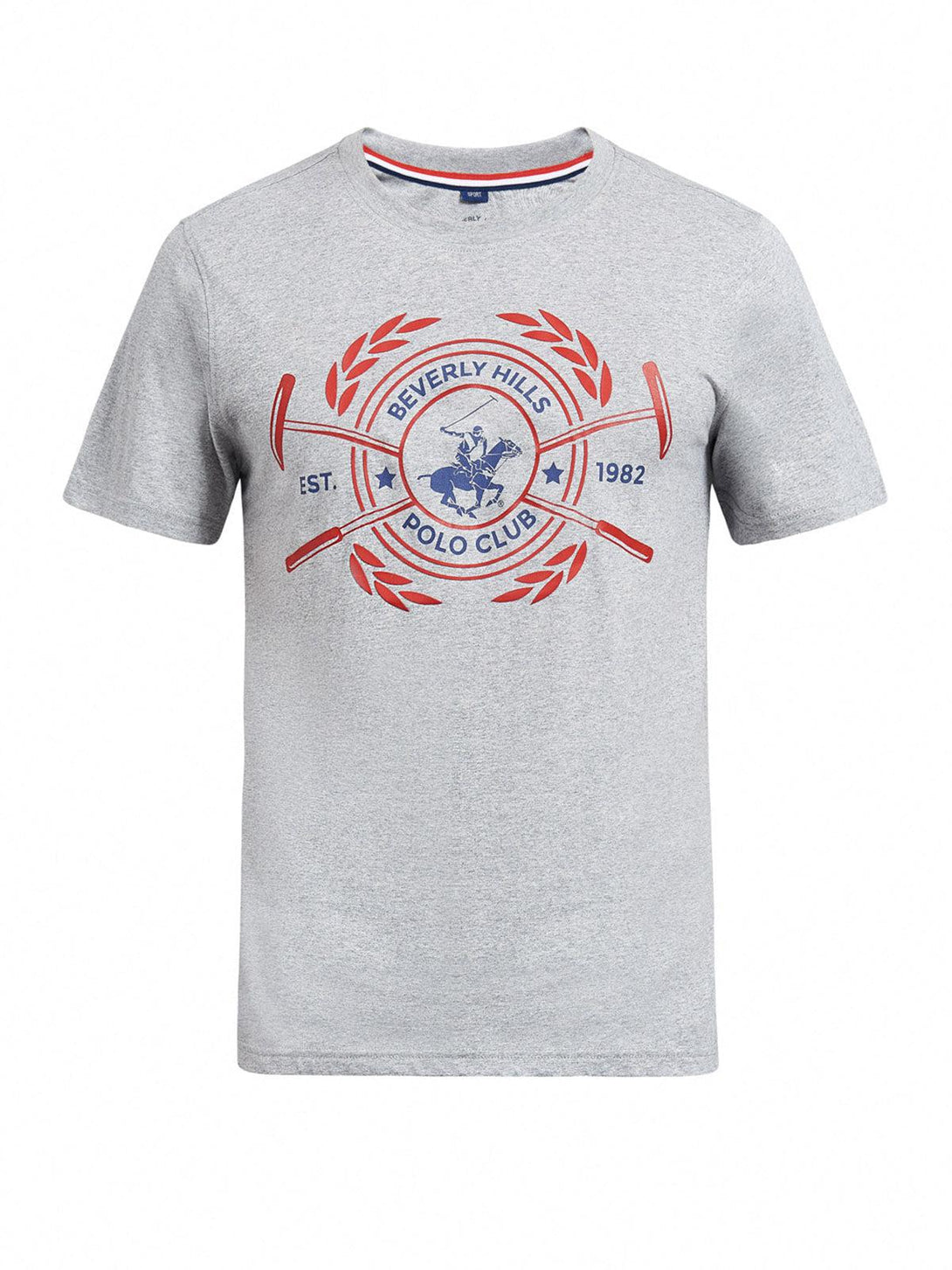 Beverly Hills Polo Club UK-CIRCLE WREATH LOGO T-SHIRT HEATHER GREY