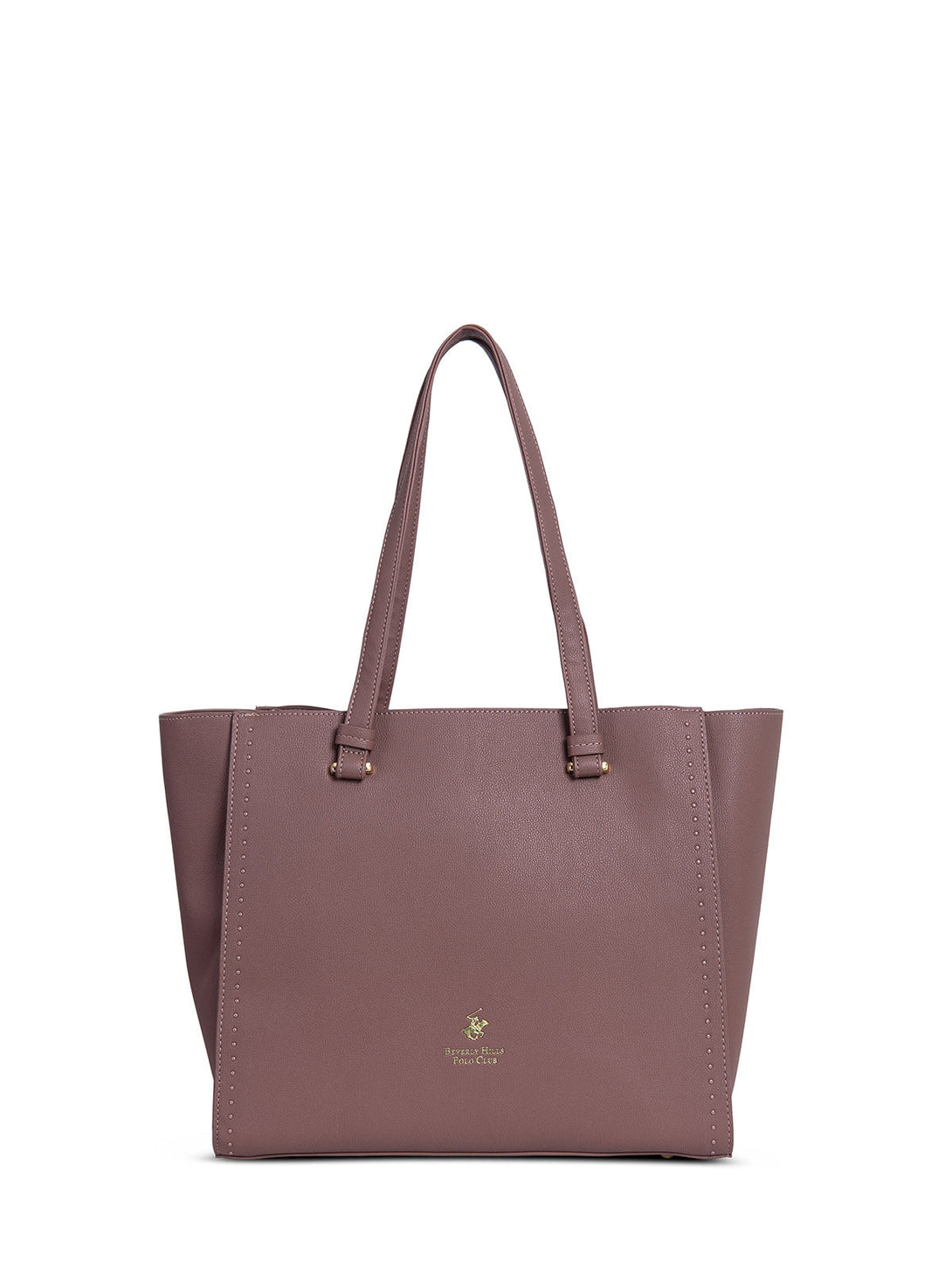 Beverly Hills Polo Club UK-CLASSIC LEATHER LOOK TOTE BAG DARK PINK