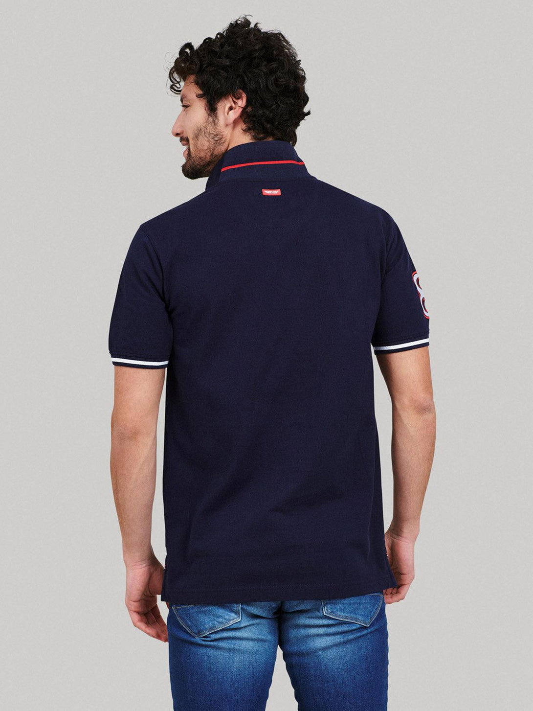 Beverly Hills Polo Club UK-CONTRAST FRONT AUTHENTIC SPORT POLO SHIRT TRUE NAVY