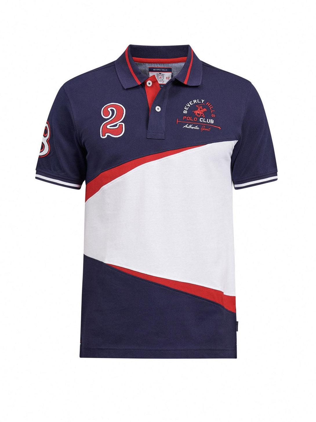 Beverly Hills Polo Club UK-CONTRAST FRONT AUTHENTIC SPORT POLO SHIRT TRUE NAVY