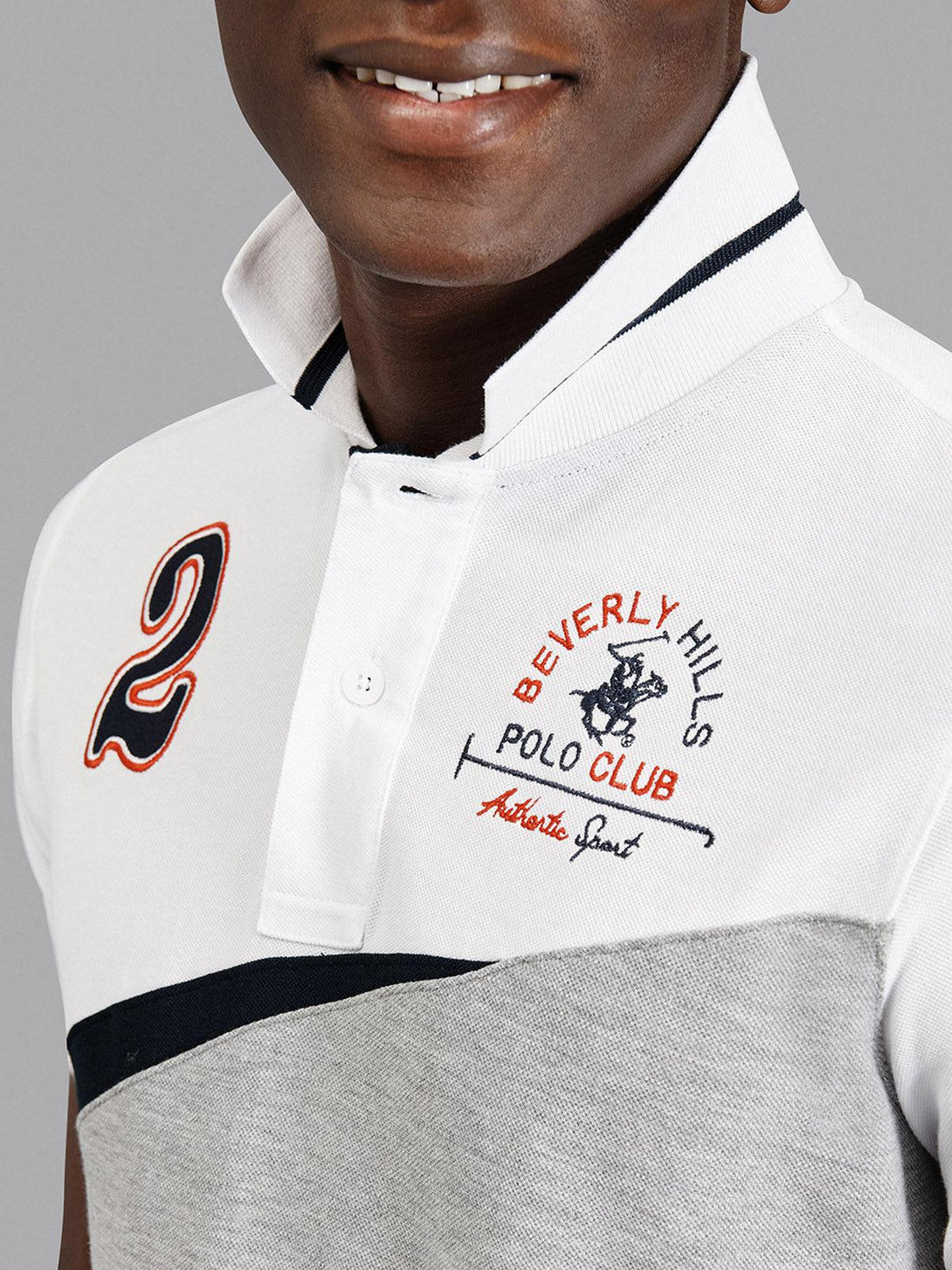 Beverly Hills Polo Club UK-CONTRAST FRONT AUTHENTIC SPORT POLO SHIRT WHITE