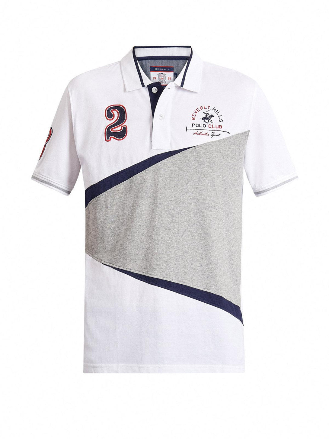 Beverly Hills Polo Club UK-CONTRAST FRONT AUTHENTIC SPORT POLO SHIRT WHITE