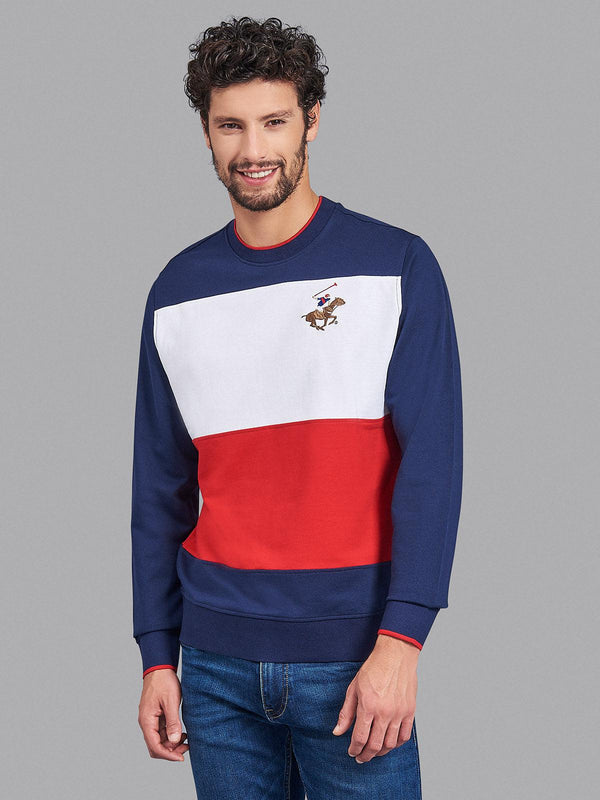 Beverly Hills Polo Club UK-CONTRAST PANEL ICON PONY SWEATSHIRT TRUE NAVY