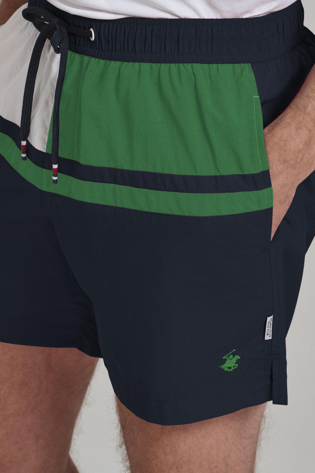 Beverly Hills Polo Club UK-CONTRAST PANEL SWIM SHORTS NAVY