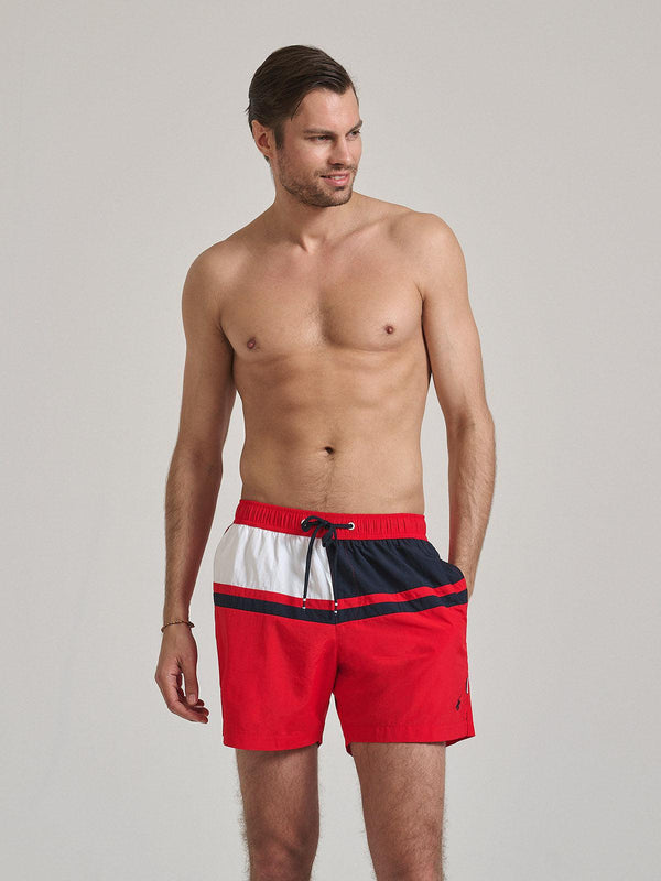 Beverly Hills Polo Club UK-CONTRAST PANEL SWIM SHORTS RED