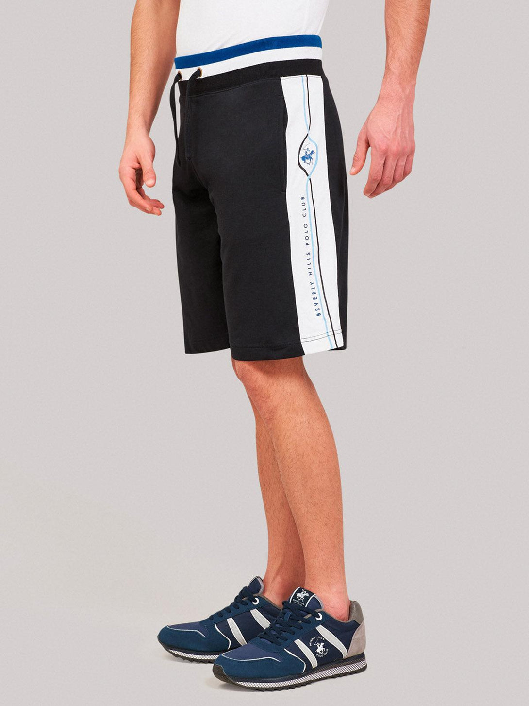 Beverly Hills Polo Club UK-CONTRAST STRIPE FLEECE SHORTS BLACK