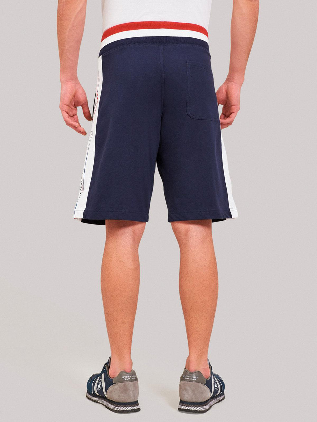 Beverly Hills Polo Club UK-CONTRAST STRIPE FLEECE SHORTS TRUE NAVY