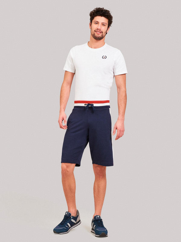 Beverly Hills Polo Club UK-CONTRAST STRIPE FLEECE SHORTS TRUE NAVY