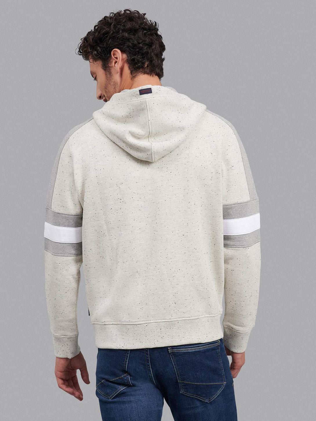 Beverly Hills Polo Club UK-CONTRAST STRIPE ZIP HOODIE HEATHER OATMEAL