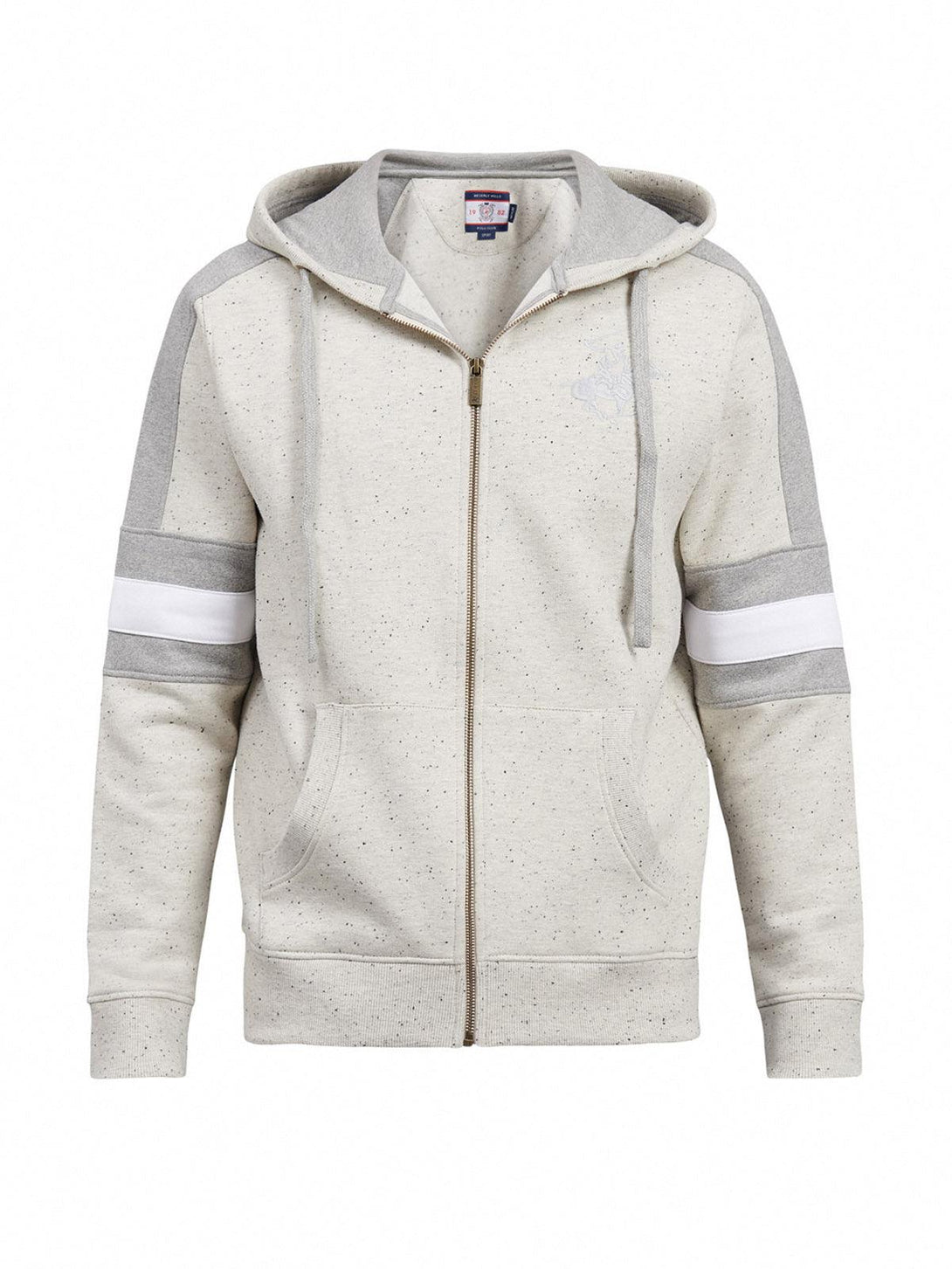 Beverly Hills Polo Club UK-CONTRAST STRIPE ZIP HOODIE HEATHER OATMEAL