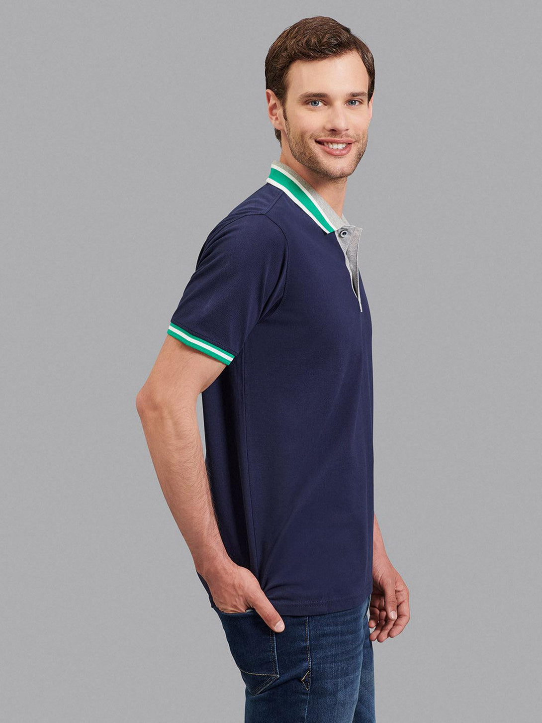 Beverly Hills Polo Club UK-CONTRAST TIPPED SIGNATURE POLO SHIRT TRUE NAVY