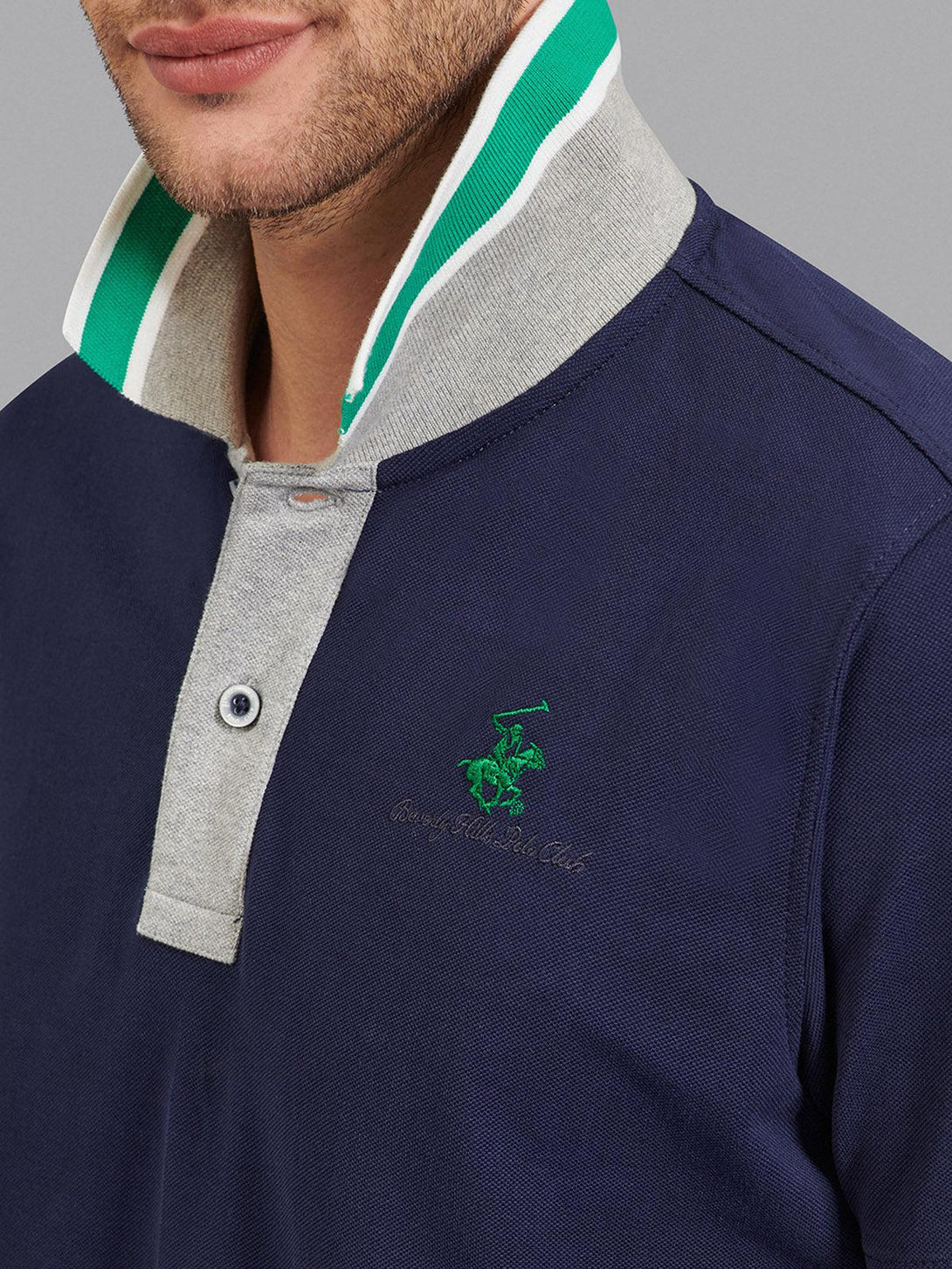 Beverly Hills Polo Club UK-CONTRAST TIPPED SIGNATURE POLO SHIRT TRUE NAVY