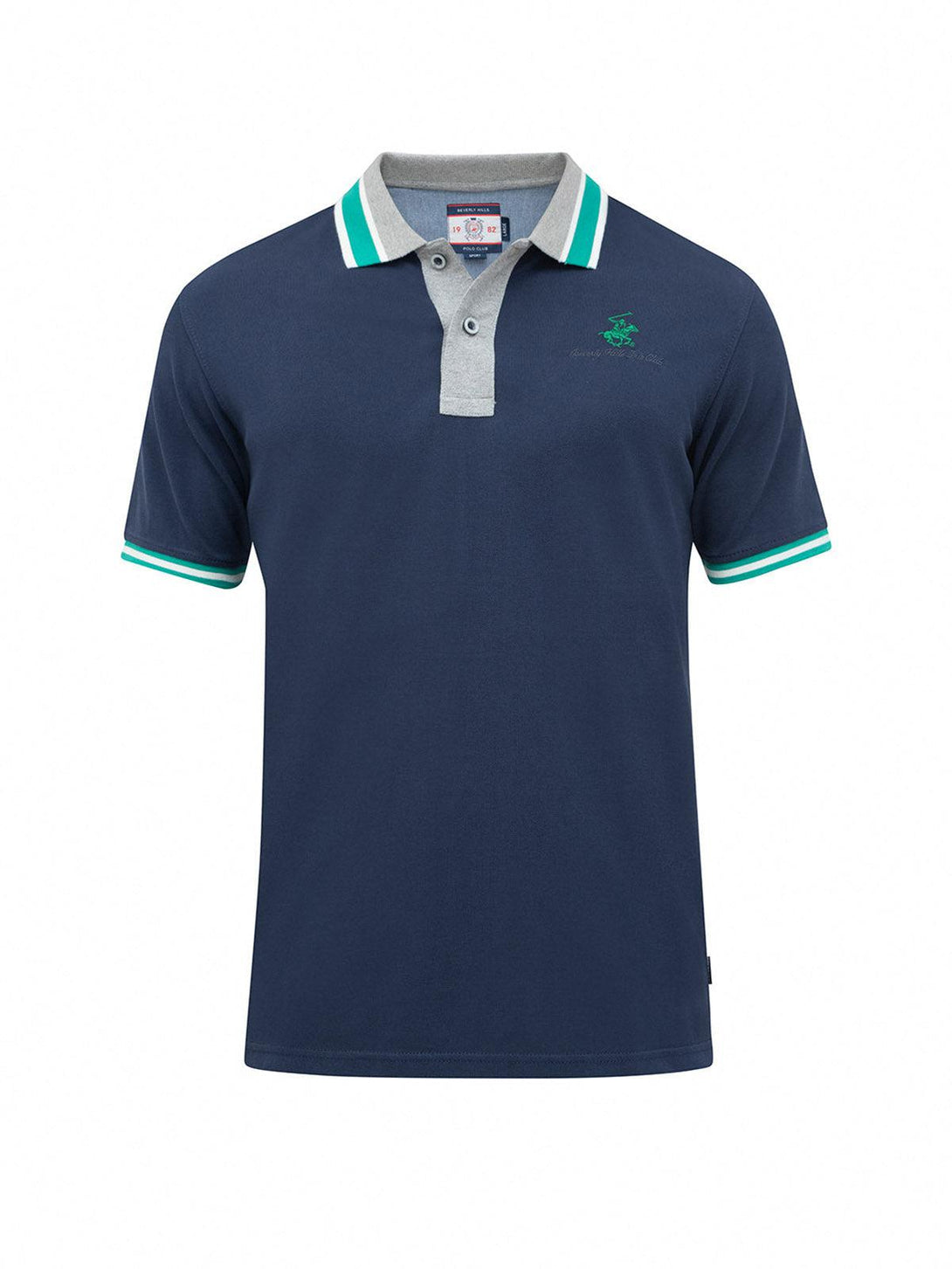 Beverly Hills Polo Club UK-CONTRAST TIPPED SIGNATURE POLO SHIRT TRUE NAVY