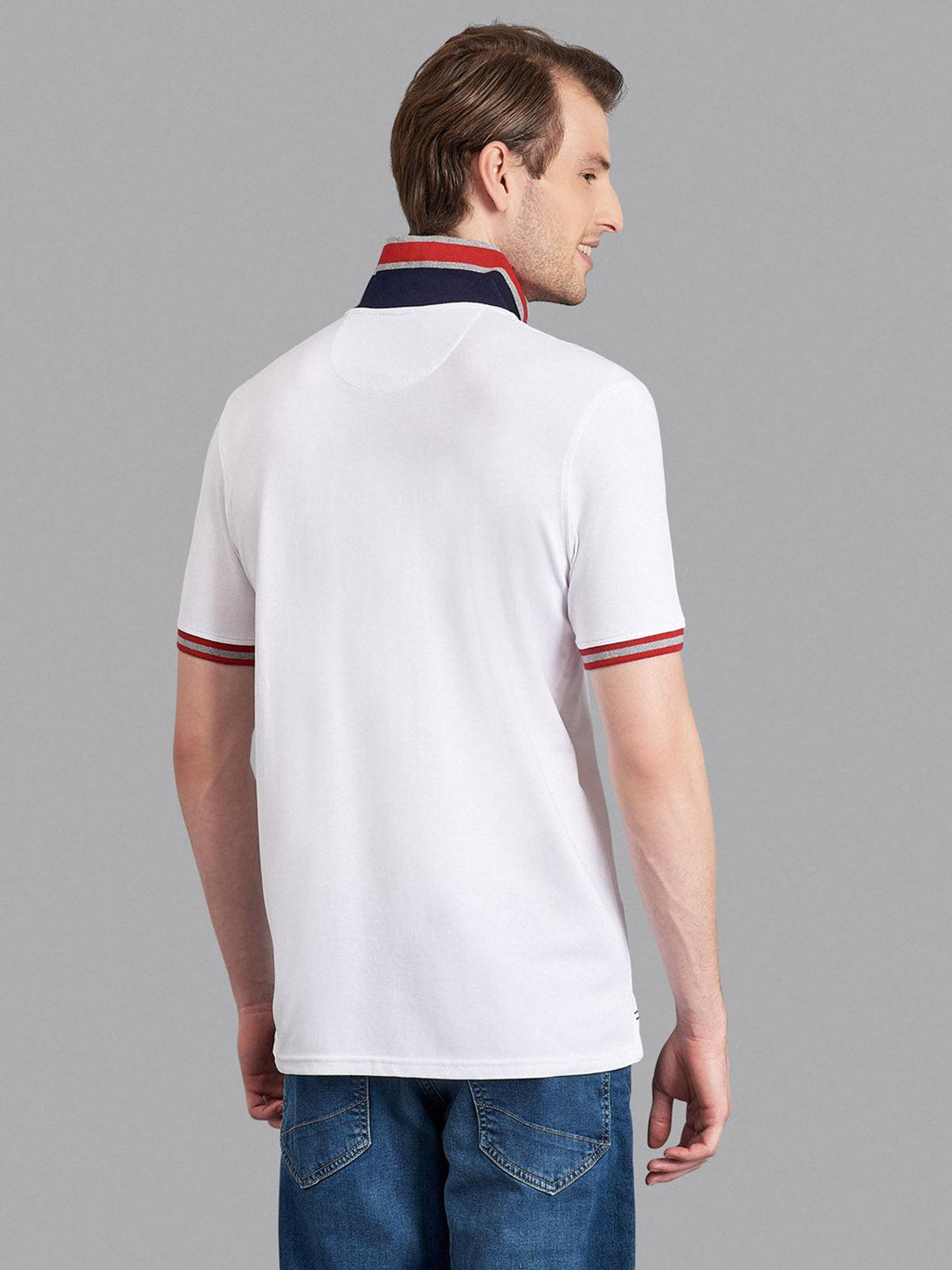 Beverly Hills Polo Club UK-CONTRAST TIPPED SIGNATURE POLO SHIRT WHITE