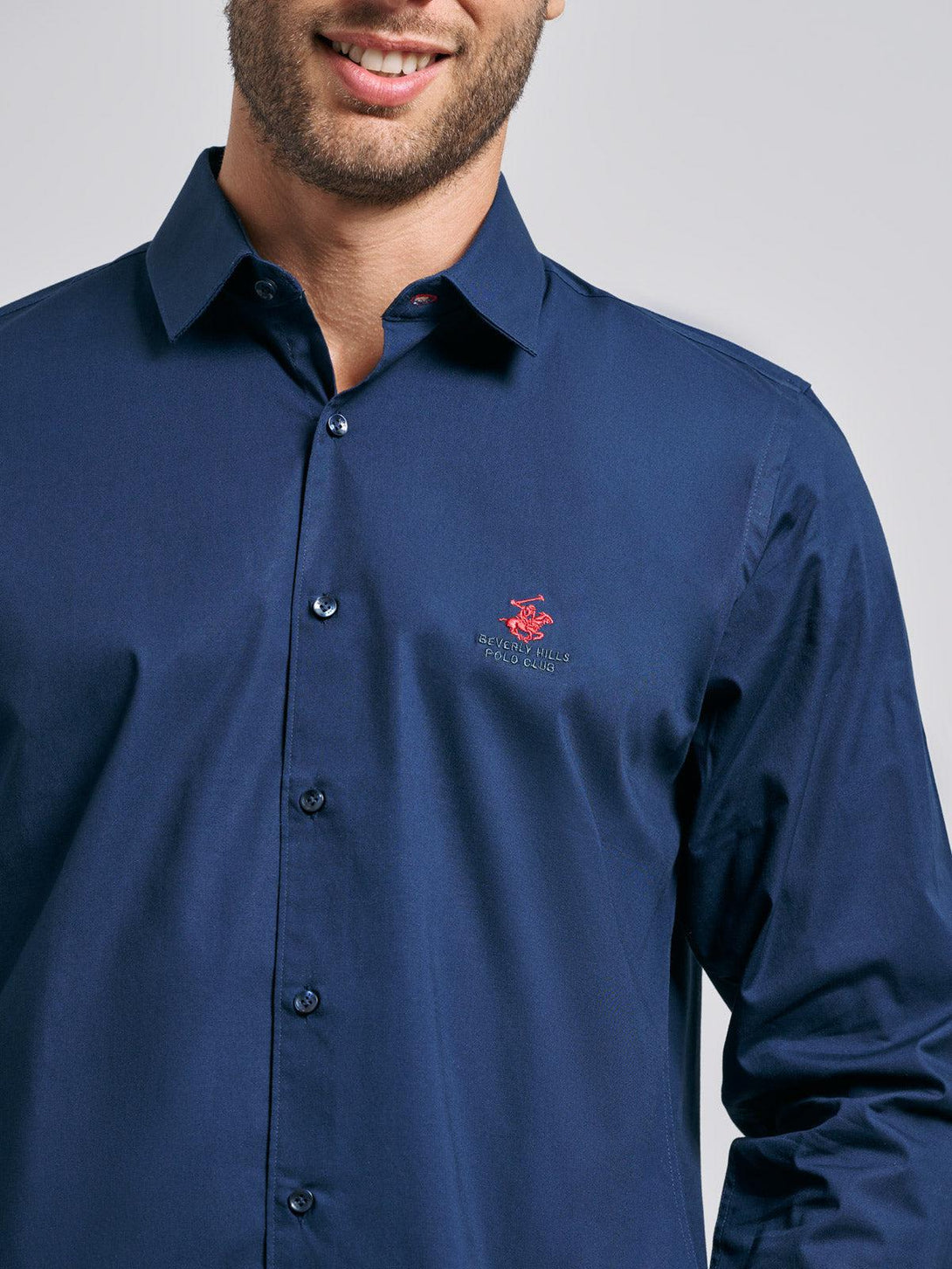 Beverly Hills Polo Club UK-COTTON OXFORD SHIRT NAVY